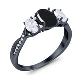 Three Stone Oval Natural Stone Trellis Ring