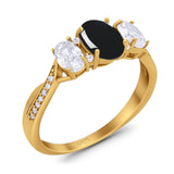 Three Stone Oval Natural Stone Trellis Ring