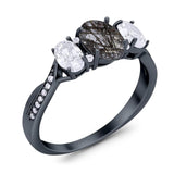 Three Stone Oval Natural Stone Trellis Ring