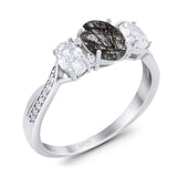 Three Stone Oval Natural Stone Trellis Ring