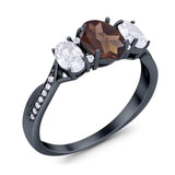 Three Stone Oval Natural Stone Trellis Ring