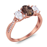 Three Stone Oval Natural Stone Trellis Ring