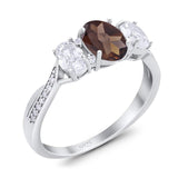 Three Stone Oval Natural Stone Trellis Ring