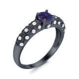 Vintage Style Round Natural Stone Solitaire Ring