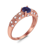 Vintage Style Round Natural Stone Solitaire Ring