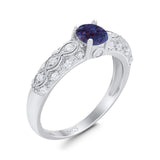 Vintage Style Round Natural Stone Solitaire Ring