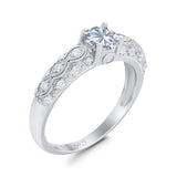 Vintage Style Round Natural Stone Solitaire Ring