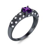 Vintage Style Round Natural Stone Solitaire Ring