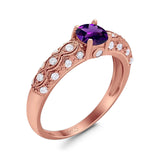 Vintage Style Round Natural Stone Solitaire Ring