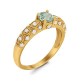 Vintage Style Round Natural Stone Solitaire Ring