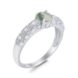 Vintage Style Round Natural Stone Solitaire Ring