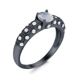 Vintage Style Round Natural Stone Solitaire Ring