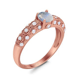 Vintage Style Round Natural Stone Solitaire Ring