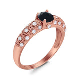 Vintage Style Round Natural Stone Solitaire Ring