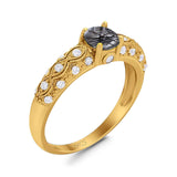 Vintage Style Round Natural Stone Solitaire Ring