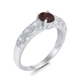Vintage Style Round Natural Stone Solitaire Ring
