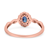 Art Deco Oval Natural Stone Floral Ring