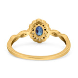 Art Deco Oval Natural Stone Floral Ring