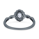 Art Deco Oval Natural Stone Floral Ring