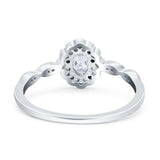 Art Deco Oval Natural Stone Floral Ring