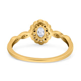 Art Deco Oval Natural Stone Floral Ring