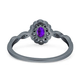 Art Deco Oval Natural Stone Floral Ring