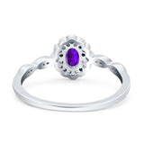 Art Deco Oval Natural Stone Floral Ring