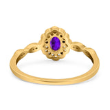 Art Deco Oval Natural Stone Floral Ring