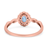 Art Deco Oval Natural Stone Floral Ring