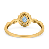 Art Deco Oval Natural Stone Floral Ring