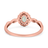 Art Deco Oval Natural Stone Floral Ring