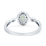 Art Deco Oval Natural Stone Floral Ring