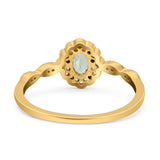 Art Deco Oval Natural Stone Floral Ring