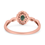 Art Deco Oval Natural Stone Floral Ring