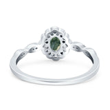 Art Deco Oval Natural Stone Floral Ring