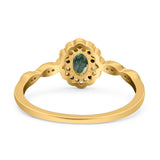 Art Deco Oval Natural Stone Floral Ring