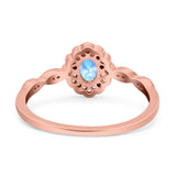 Art Deco Oval Natural Stone Floral Ring
