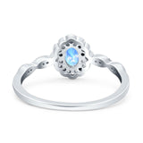 Art Deco Oval Natural Stone Floral Ring