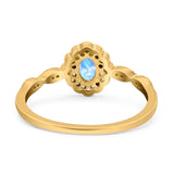 Art Deco Oval Natural Stone Floral Ring