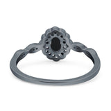 Art Deco Oval Natural Stone Floral Ring