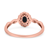 Art Deco Oval Natural Stone Floral Ring