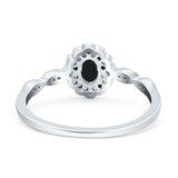 Art Deco Oval Natural Stone Floral Ring