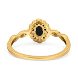 Art Deco Oval Natural Stone Floral Ring