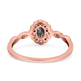 Art Deco Oval Natural Stone Floral Ring
