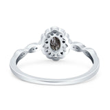 Art Deco Oval Natural Stone Floral Ring