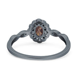 Art Deco Oval Natural Stone Floral Ring