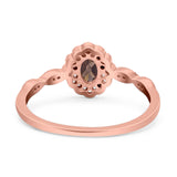 Art Deco Oval Natural Stone Floral Ring