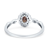 Art Deco Oval Natural Stone Floral Ring