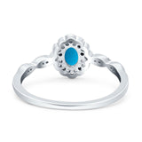 Art Deco Oval Natural Stone Floral Ring