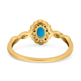 Art Deco Oval Natural Stone Floral Ring